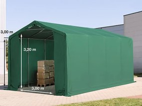 TOOLPORT 4x8 m tendostruttura, altezza 3,0m porta a cerniera, PVC 850, verde scuro, con statica (sottofondo in cemento) - (94076)