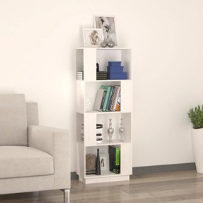 Libreria/Divisorio Bianco 51x25x132 cm Legno Massello di Pino