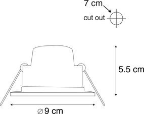 Set di 6 faretti da incasso moderni neri con LED dimmerabile a 3 livelli IP65 - Blanca