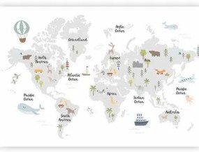 Carta da parati - Minimalist Map for Childrens Room Lavabile 450x315