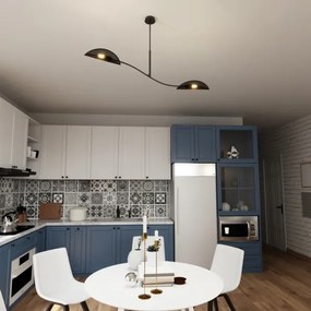 Lampadario a sospensione con supporto rigido LOTUS 2xE14/10W/230V nero/oro