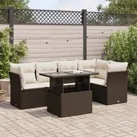 Set Divano da Giardino 6 pz con Cuscini Marrone in Polyrattan 3326164