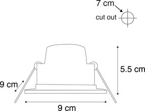 Set di 6 faretti da incasso moderni neri con LED dimmerabile a 3 livelli IP65 - Simply
