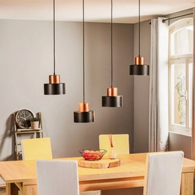 TEMAR LIGHTING Lampada a sospensione Olla in nero/rame, 4 luci