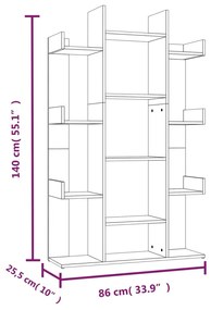 Libreria Rovere Fumo 86x25,5x140 cm in Legno Multistrato