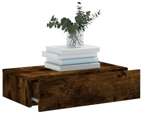 Mobile porta tv con luci led rovere fumo 60x35x15,5 cm