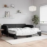 Divano Letto Estraibile con Materassi Nero 90x200 cm in Tessutocod mxl 106621