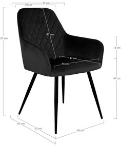 Set di sedie da pranzo nera in imbottito con braccioli 2 pz Harbo – House Nordic