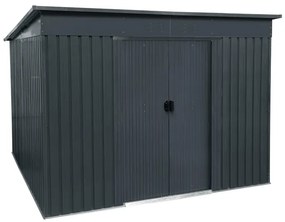 Casetta da giardino in acciaio antracite 2.5 x 2.5 m, superficie esterna 7.13 m² e spessore parete 0.3 mm, senza pavimento porta scorrevole, NATERIAL Sangay