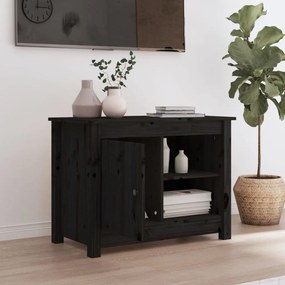 Mobile porta tv nero 70x36,5x52 cm in legno massello di pino