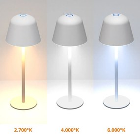 Lampada da Tavolo Ricaricabile 2.2W IP54 CCT Dimmerabile - Bianca