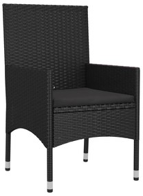 Set Divani da Giardino 4 pz con Cuscini Nero in Polyrattan