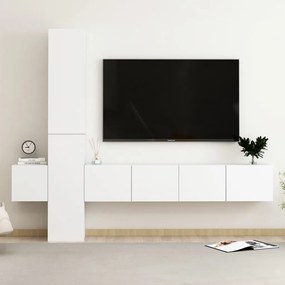Set Di Mobili Porta Tv 5 Pz Bianco İn Legno Multistrato /
