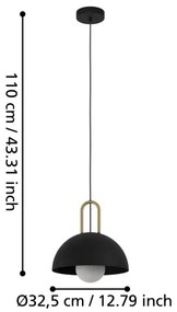 Eglo 56459 - Lampadario a sospensione CALMANERA 1xE27/40W/230V nero