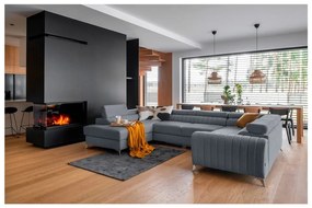 Divano angolare blu allungabile/con contenitore (con penisola a sinistra/a U) Louis – ELTAP