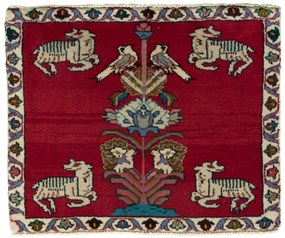Shiraz Tappeto 50 x 60 Rosso (Iran) Annodato A Mano