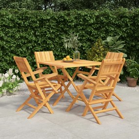 Set da pranzo per giardino 5 pz in legno massello di teak