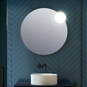 Specchio bagno tondo diametro 60 con applique LED cromata