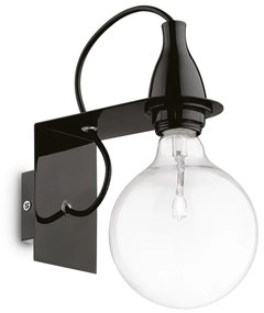 Applique Moderna Minimal Metallo Nero 1 Luce E27 8W 3000K Luce Calda