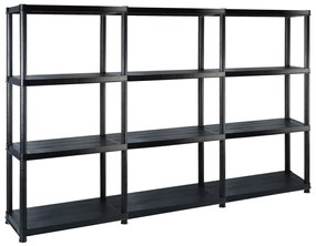 Scaffale A 4 Ripiani Nero 183x30,5x130 Cm İn Plastica /