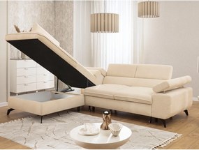 Divano angolare color crema (con penisola a sinistra/a L) con rivestimento in ciniglia Marbeya – Ropez