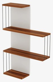 Scaffale a castello in pino decorato in bianco e naturale 64 cm Cambel - Kalune Design