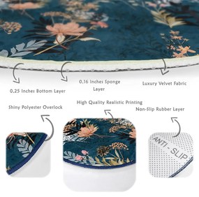 Tappeto rotondo lavabile blu scuro adatto per aspirapolvere robot ø 120 cm Comfort - Mila Home