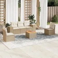 Set Divano da Giardino 6 pz con Cuscini Beige in Polyrattan 3225386