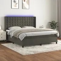 Letto a Molle con Materasso e LED Grigio Scuro 180x200 cm 3139818