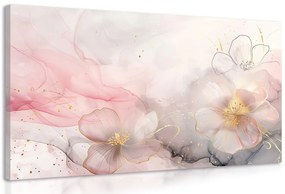 Quadro su tela – Fiori eleganti con tocco rosa-oro