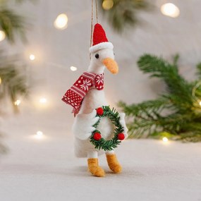 Decorazione per albero di natale in tessuto fatta a mano 14 cm Goose – Sass &amp; Belle