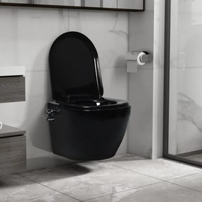Toilette Senza Bordo Sospesa Con Funzione Bidet Ceramica Nera /