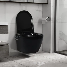 Toilette Senza Bordo Sospesa Con Funzione Bidet Ceramica Nera /