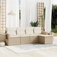 Set Divano da Giardino 5 pz con Cuscini Beige in Polyrattan 3220087