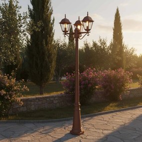 Lampione Storico con 3 Lanterne 200cm E27 IP54 Corten - Serie ALFIERI