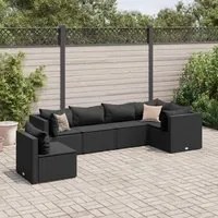 Set Mobili da Giardino 6 pz con Cuscini in Polyrattan Nero 3308171