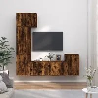 Set di Mobili Porta TV 5 pz Rovere Fumo in Legno Multistrato 3188627