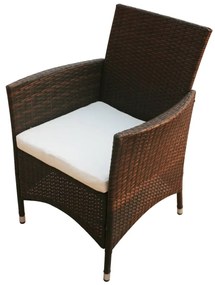 Set da pranzo da giardino 7 pz con cuscini polyrattan marrone