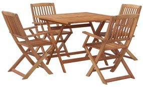 Set da pranzo per giardino 5 pz in legno massello di acacia