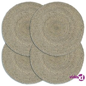 vidaXL Tovagliette 4 pz Grigio Neutro 38 cm Rotonde in Juta