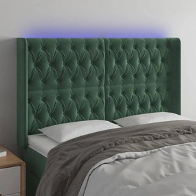 Testiera A Led Verde Scuro 163x16x118/128 Cm İn Velluto /