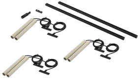 Sistema di illuminazione su binario moderno con 6 luci a sospensione beige e nere monofase - Slimline Keno