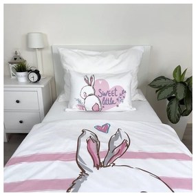 Set copripiumino e federa da bambini bianco/rosa in cotone per culla 100x135 cm Bunny "Sweet" – Jerry Fabrics