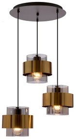 Lampadario a sospensione con filo SPIEGA 3xE27/60W/230V oro/nero