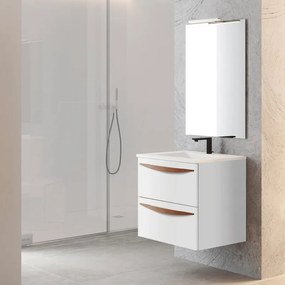 Mobile da bagno sotto lavabo VISOBATH Arco bianco laccato opaco L 60 x H 55 x P 45 cm 2 cassetti, lavabo posizionabile centralmente non incluso