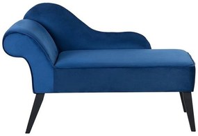 Chaise longue in tessuto velluto blu cobalto lato sinistro BIARRITZ Beliani