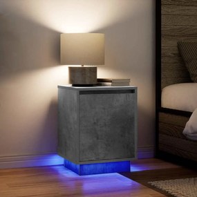 Comodini Con Luci A Led 2 Pz Grigio Cemento 38x34x50 Cm /