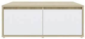 Tavolino Salotto Bianco e Rovere Sonoma 80x80x31cm Multistrato