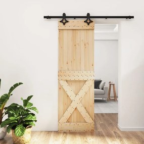 Porta Scorrevole Con Set Hardware 70x210 Cm Legno Massello Pino /
