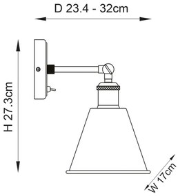 Endon 92866 - Faretto da parete HAL 1xE27/10W/230V cromo opaco/ramato